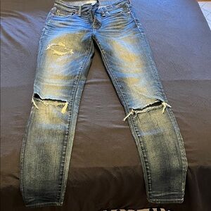 Madewell Distressed Skinny Jeans in Washed Blue